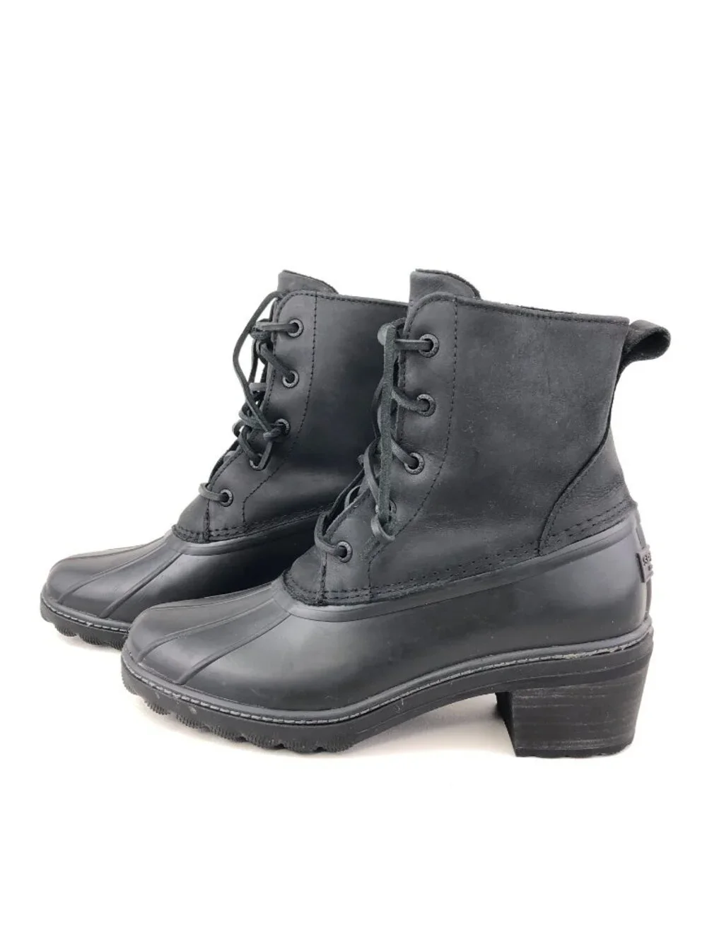 Sperry Saltwater Heel Black Leather Duck Boots 8